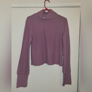 Faux knit long sleeve turtle neck